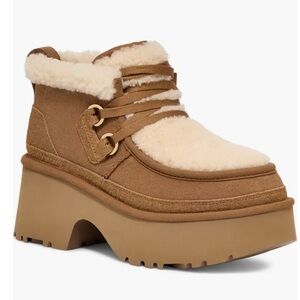 New UGG Classic New Hieghts Genuine Shearling Lace Up Booties